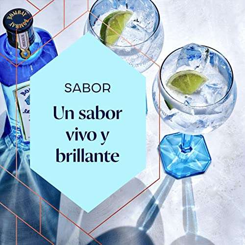 Bombay Sapphire Premium Distilled London Dry Gin, Ginebra Infusionada al vapor con 10 botánicos exóticos, 43 % vol., 700 ml