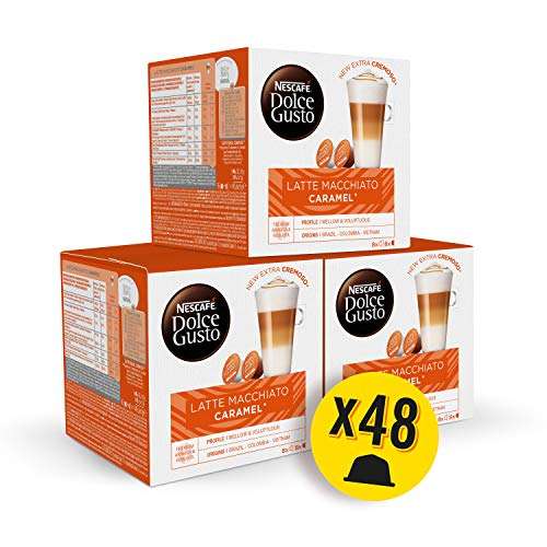 Nescafé Dolce Gusto Café LATTE MACCHIATO CARAMEL - Pack de 3 x 16 cápsulas - Total: 48 Cápsulas