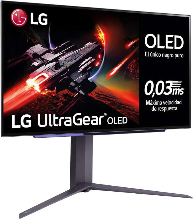 LG 27GR95QE-B 27" OLED: 2560x1400, 16:9, 200cd/m², 1.5M:1, 0.03ms, 240Hz, DCI-P3 superior al 90%, HDR10, HDMI 2.1 (También en Amazon)