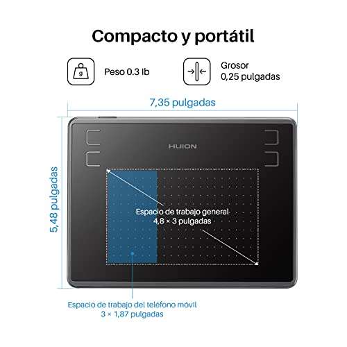 Tableta de Dibujo, con Tableta gráfica de área de Trabajo de 4.8 x 3 Pulgadas, Compatible con Linux Mac Windows Android y OSU aplicar cupon
