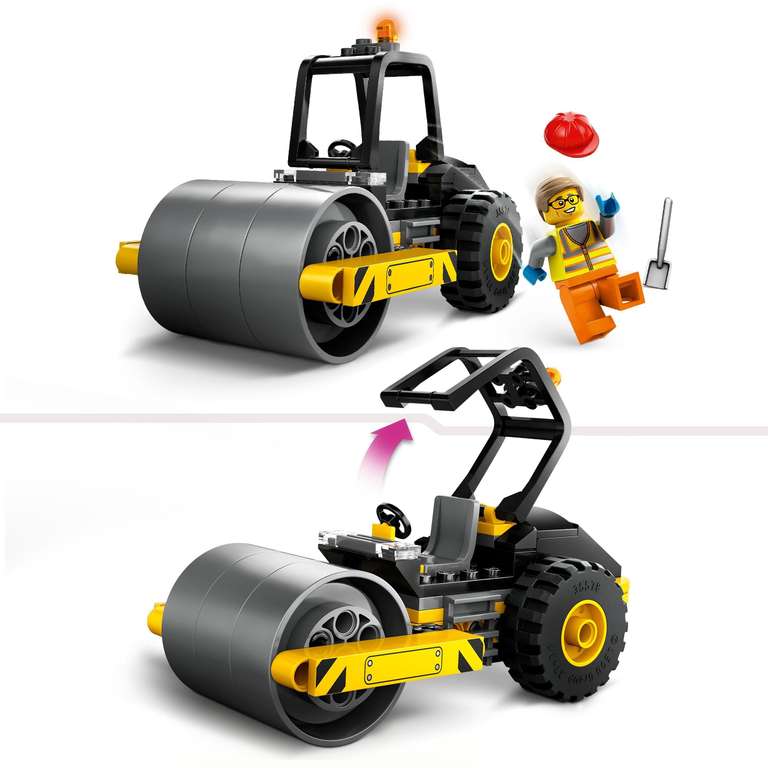 LEGO City Apisonadora de Juguete, Set Construcción de Vehículo, Maqueta de Camión Infantil con Minifigura de Obrero, Juego Imaginativo+5años