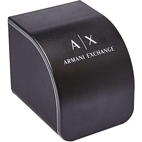 Armani Exchange Reloj para Hombre, Movimiento cronógrafo de cuarzo, 44MM Caja de acero inoxidable plateada con correa de piel, AX1817