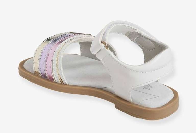 Sandalias con tira autoadherente para niña, especial autonomía - blanco claro bicolor/multicolor