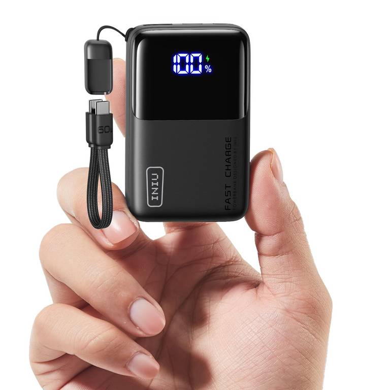 INIU Power Bank, Ultra Mini 45W Carga Rápida 10000mAh Bateria Externa con Cable USB C Desmontable. Opción 20.000 mAh en descripción