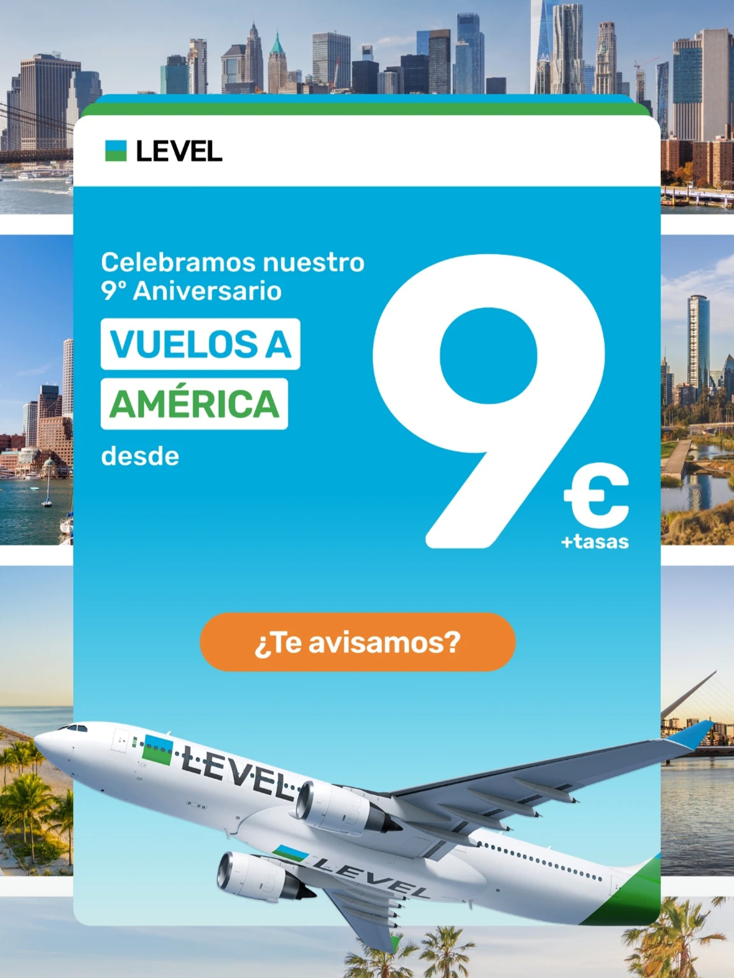 Vuelos de Barcelona a América por 9€ + tasas