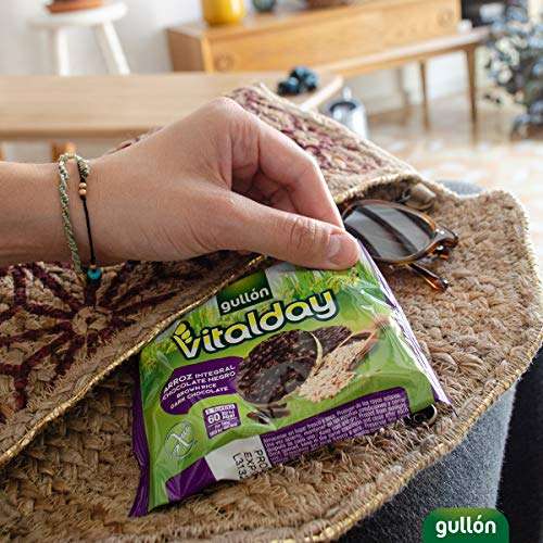 Gullón - Pack de 8 tortitas de arroz integral y chocolate Vitalday, 841 g,