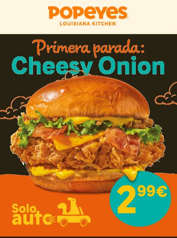En Popeyes Cheesy Onion por solo 2.99 euros hasta 27 de agosto