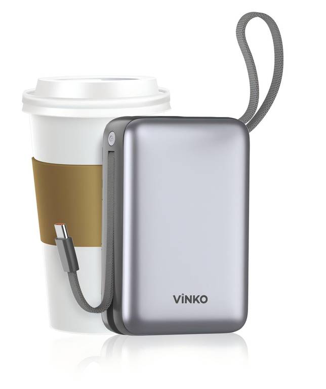 VINKO Power Bank 20000mAh, Bateria Portatil Carga Rapida, Cargador Portátil con Cable Carga Integrado USB C ＆A, Powerbank Pantalla LED 22,5W