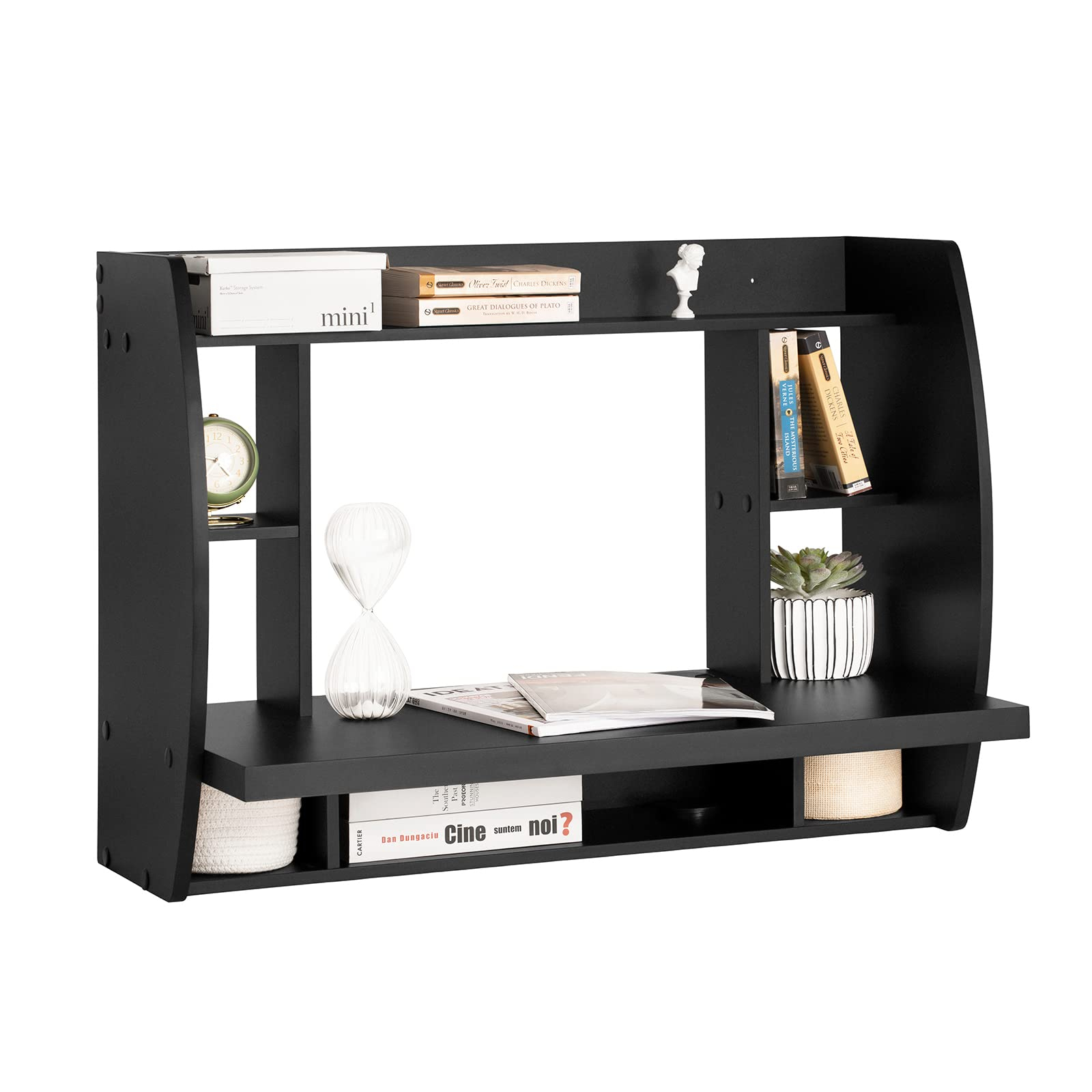 SoBuy Mesa de Ordenador Armario de Pared, Mesa de Escritorio de la Computadora Tabla, Negro, FWT18-SCH, ES