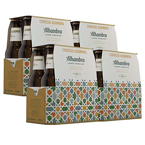 Alhambra Lager Singular Cerveza Refrescante Dorada, Pack 24 Botellines x 25 cl
