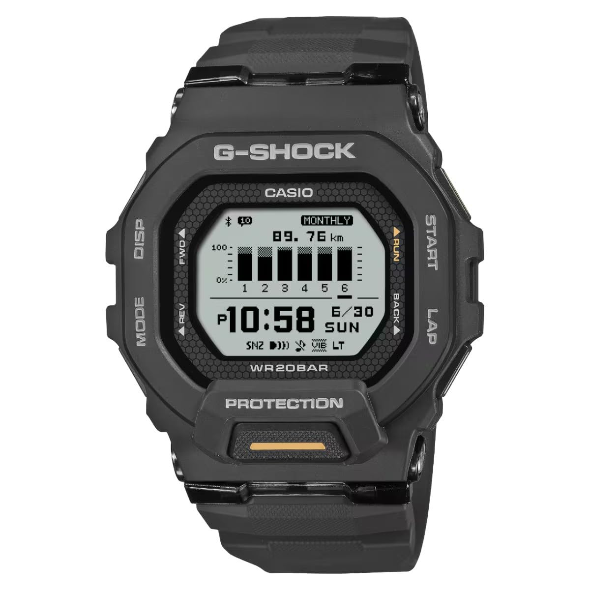 Reloj Casio G-Shock G-Squad GBD-200-1A1ER (Métricas deportivas, seguimiento ritmo min/km vía GPS móvil, pasos, batería 2 años)