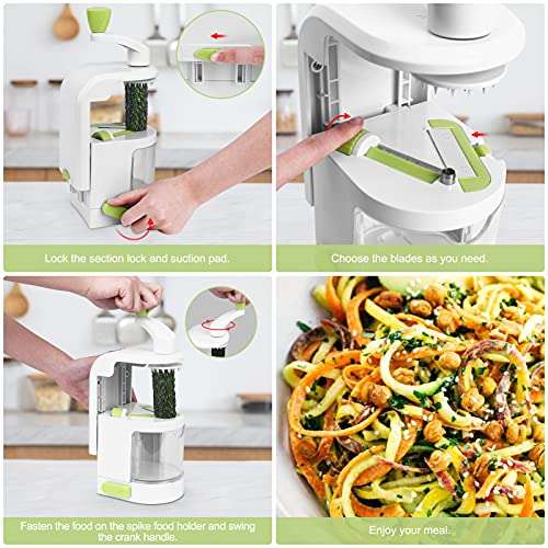 Espiralizador Cortador de Verduras - Espiralizador vegetal para Alimentos de 6 Cuchillas, Calabacin Pasta