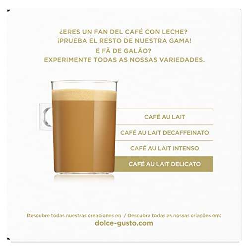 Dolce Gusto NESCAFÉ Café con Leche Delicato - x3 pack de 16 cápsulas - Total: 48 cápsulas