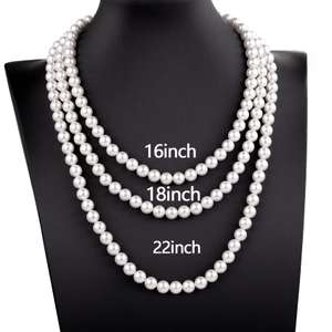 HIPVOPE 6/8 mm collar de perlas para los unisex collar de perlas de imitación.