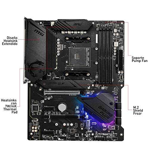 MSI MPG B550 GAMING PLUS - Placa Base Performance Gaming (AMD AM4 DDR4 M.2 USB 3.2 Gen 2 HDMI ATX), AMD Ryzen 5000 Series processors