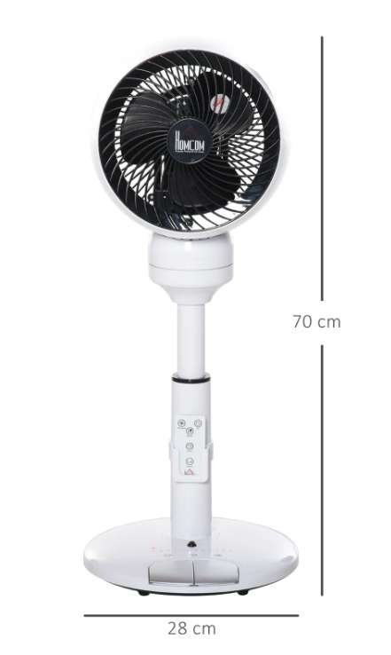 HOMCOM Ventilador de Pie de Diámetro 28 cm/9" con Circulador de Aire Ventilador de Pedestal con 3 Velocidades