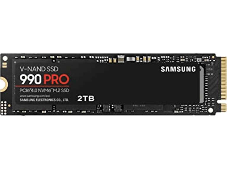 Disco duro SSD Interno 2 TB - Samsung 990 PRO MZ-V9P2T0BW, Interno, PCI Express 4.0, M2, 7450 MB/s, Negro