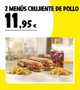 2 Menús completos de pollo crujiente a 11.95 euros