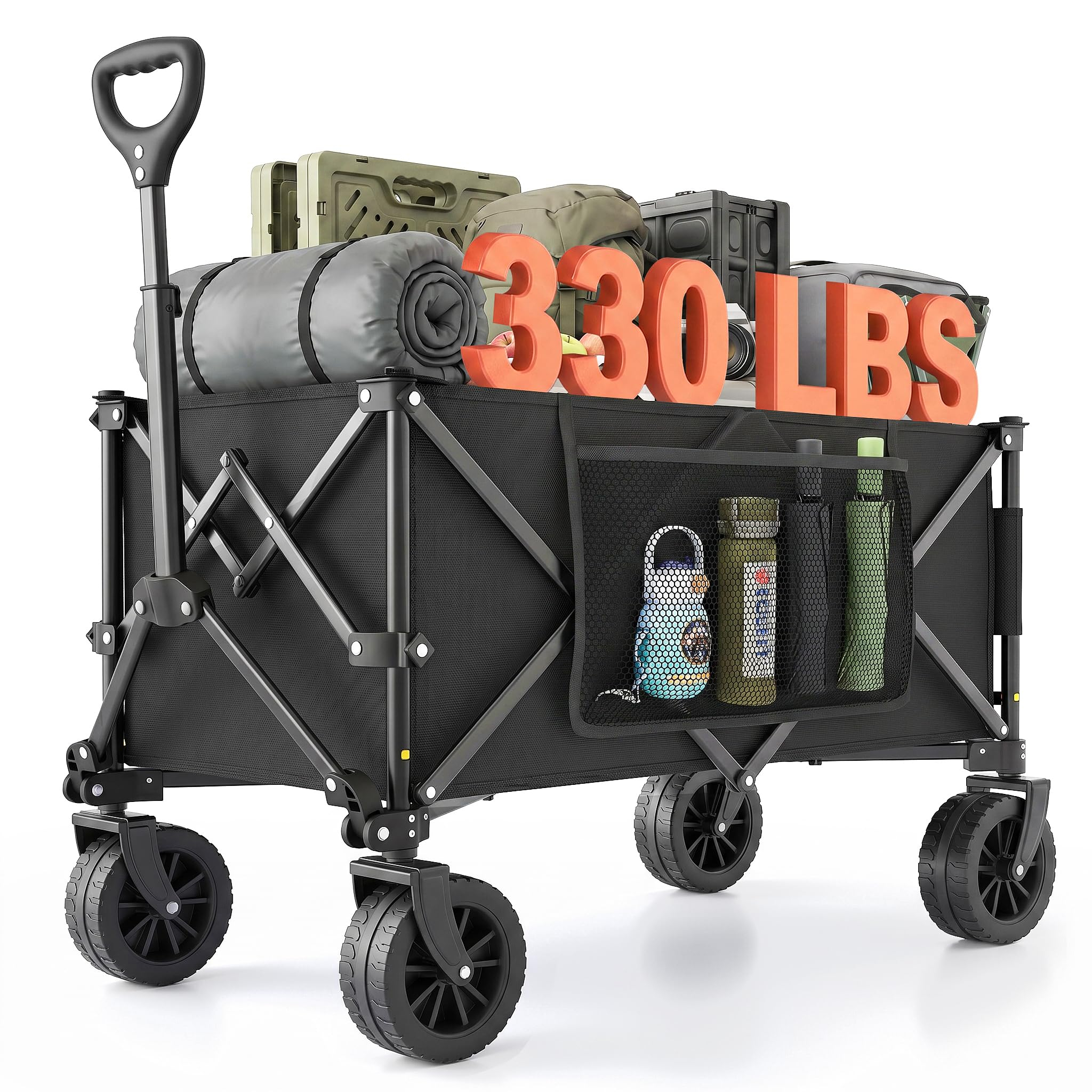 Morpilot Plegable 220L / 150 kg, Ruedas Todoterreno para Playa y Césped, Asa Ajustable, Fácil de Plegar, Cabe en Maletero