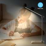 Aourow Lámpara Escritorio LED Regulable: Lámpara Mesa con 5 Colores de Luz y 5 Niveles de Brillo,Puerto de Carga USB para Smartphone