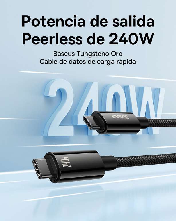 Baseus Cable USB Tipo C a C 1M Carga Rapida 240W // 2M -> 9,51€