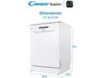 Lavavajillas - Candy Rapido' CF 3C7L0W, 13 servicios, 5 programas, 60 cm, Motor Inverter, Wi-Fi, Blanco