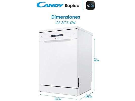 Lavavajillas - Candy Rapido' CF 3C7L0W, 13 servicios, 5 programas, 60 cm, Motor Inverter, Wi-Fi, Blanco