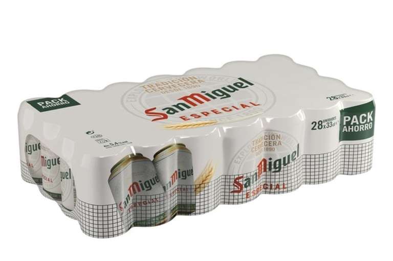 112 latas San Miguel Cerveza rubia especial (4 packs 28 latas 33 cl) [Click&Car gratis] [0'377€/lata]