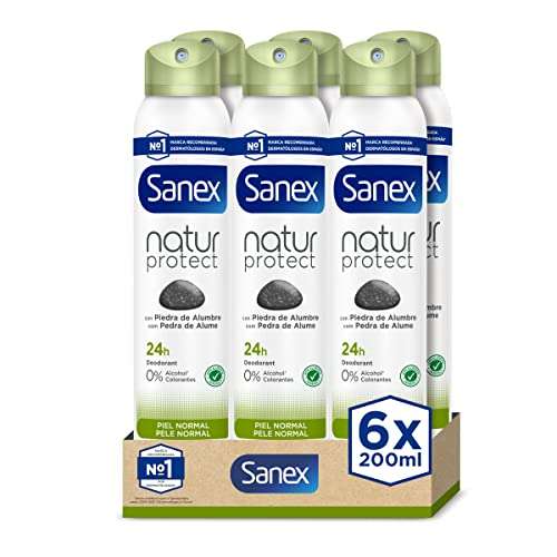 Sanex Natur Protect, Desodorante Hombre o Mujer, Desodorante Spray, Pack 6 Uds x 200 ml