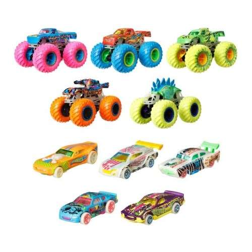 Pack coches Hot Wheels Monster Trucks Glow in the Dark
