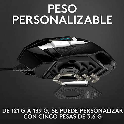 Logitech G502 HERO Ratón Gaming Edición Especial con Cable Alto Rendimiento, Captor HERO 25K, 25,600 DPI, RGB, Peso Personalizable, 11 Boto.