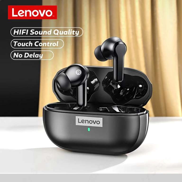 Lenovo-Auriculares Inalámbricos LP1S TWS con Micrófono (blancos y negros)