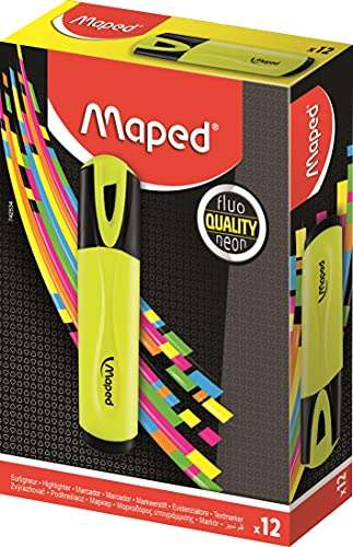 Maped - Material Escolar - Subrayador Classic - 12 Subrayadores de Color Amarillo