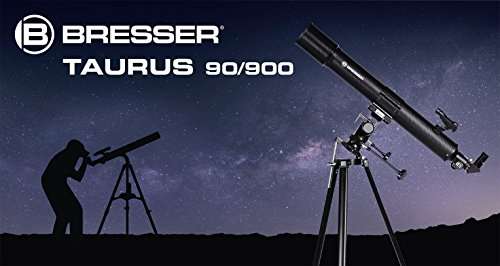 Bresser Taurus 90/900 NG - Telescopio refractor con Adaptador de Cámara de Smartphone