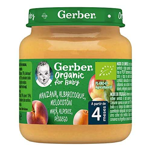 Gerber Organic Manzana Albaricoque Melocotón 125 g - Pack de 6