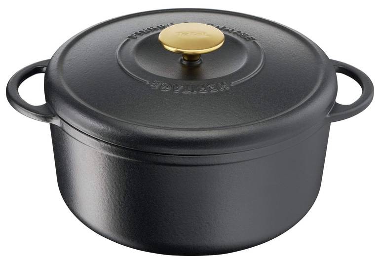 Cacerola de Hierro Fundido Tefal Heritage de 21 cm (3,3 Litros, Tapa con Sistema de Condensación)