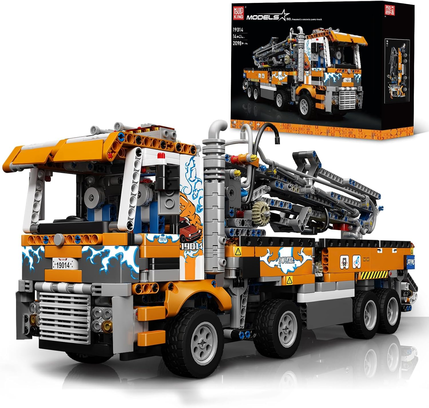 Bloques de Construcción Mould King 19014 Camión Bomba de Hormigón Neumático | +2100 Piezas | Modelo Técnico | Dirección 4 Ruedas