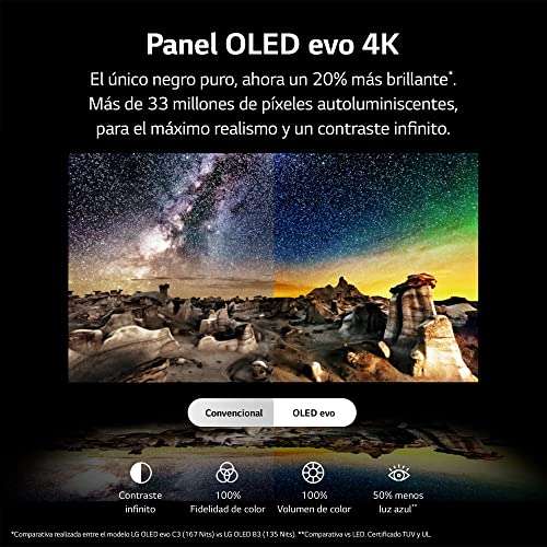 TV OLED EVO 77" LG OLED77C34LA | 120Hz | 4xHDMI 2.1 | Dolby Vision & Atmos+ DTS