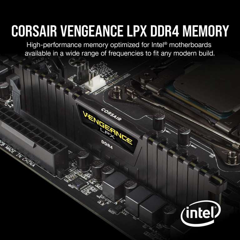 Corsair CMK64GX4M2E3200C16 Vengeance LPX 64 GB (2 x 32 GB) DDR4 3200 MHz C16 XMP 2.0 Módulo de Memoria de Alto Rendimiento, Negro