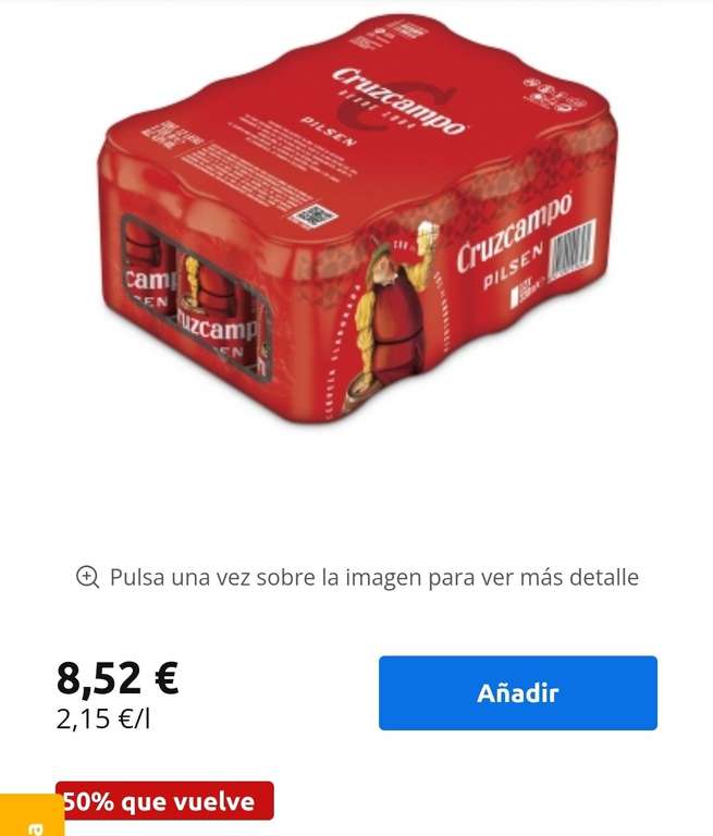 (0,24€/ud) - 174 latas de Cerveza Amstel/Cruzcampo Carrefour + 64,31€ de Cheque