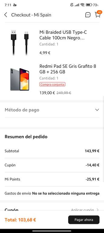 Redmi Pad SE 8gb 256gb + Cable usb C Xiaomi. (129€ estudiantes)