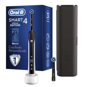 Oral-B Smart 4 Cepillo de Dientes Eléctrico con Mango Recargable, Tecnología Braun, 2 Cabezales, Conexión con Bluetooth y Funda de Viaje