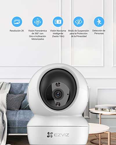 EZVIZ Cámara de vigilancia 360º 2K compatible Alexa