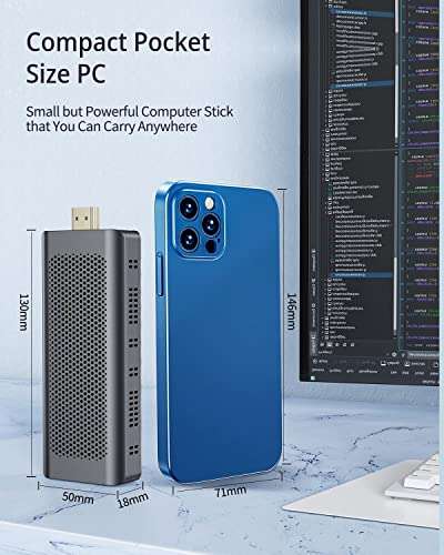 Mini PC Stick, Intel Celeron N4000 Compute Stick Windows 10 Pro, 8GB DDR4 128GB eMMC Stick PC Support 4K HDMI, Bluetooth,WiFi,Portable