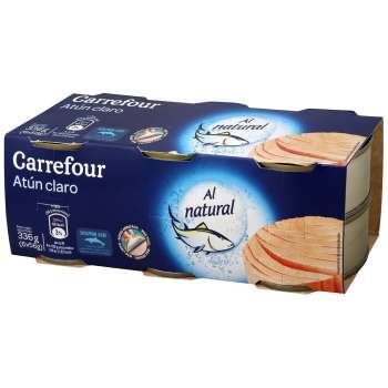 Atún natural Carrefour 3 packs de 6 unidades (18 latas)