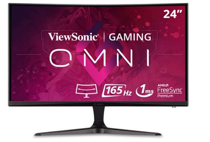 ViewSonic Omni VX2418-C 24-Inch 1080p 165Hz Curved Gaming Monitor, 1ms Response, AMD FreeSync Premium, 1500R Curve, Integrated Speakers.