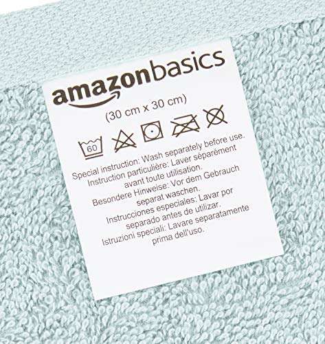 Toallas de algodón, 12 unidades, color Azul hielo, Amazon Basics