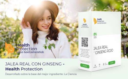 Health Protection Jalea Real con Giseng Rojo - 10 Ampollas de 10 ml - 0% azúcares anhidros - Sin Gluten