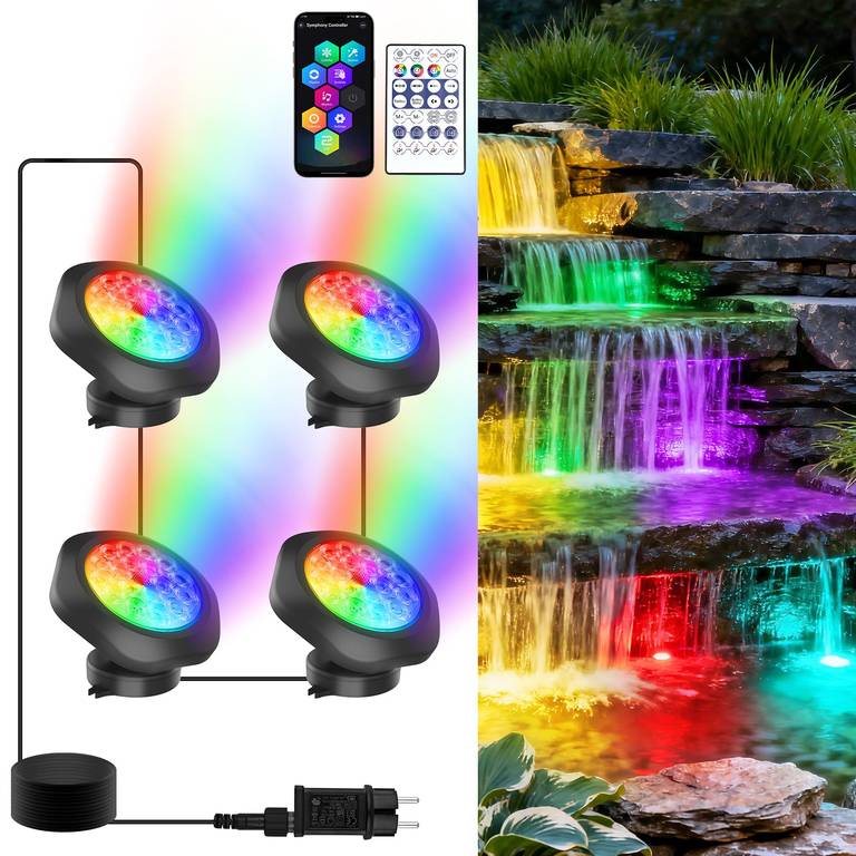 Lámparas de estanque NATPOW | Focos Submarinos RGB | IP68 impermeables