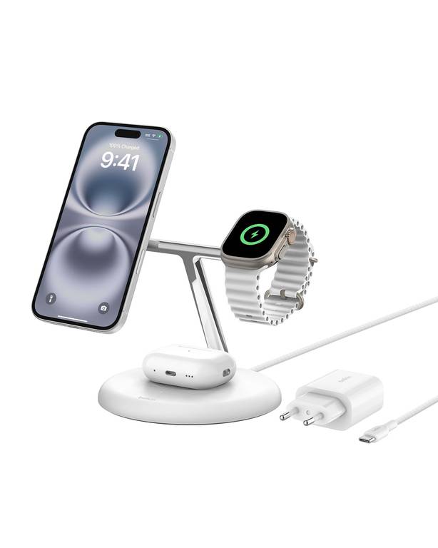 Soporte de Carga Inalámbrica 3 en 1 Belkin con MagSafe / Qi2 de 2ª Mano!